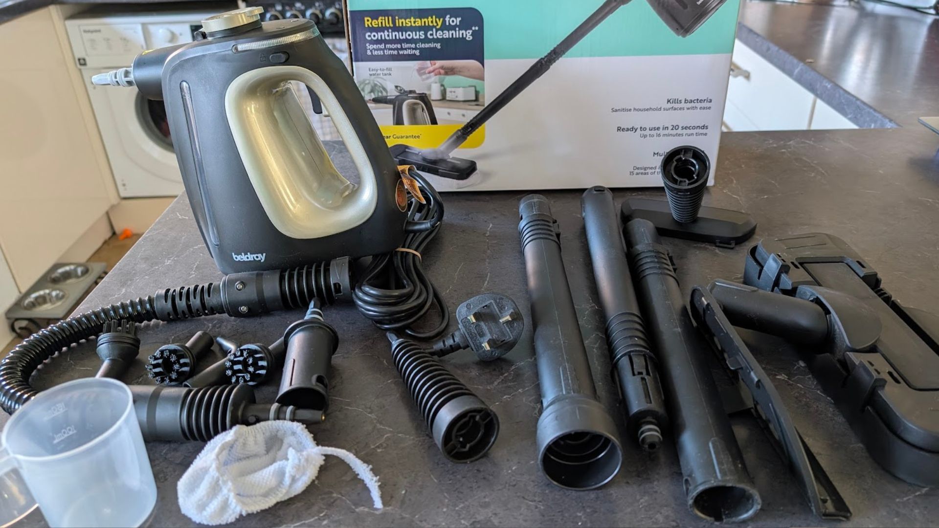 Testing the Beldray 15-in-1 Steam Cleaner with all its accessories