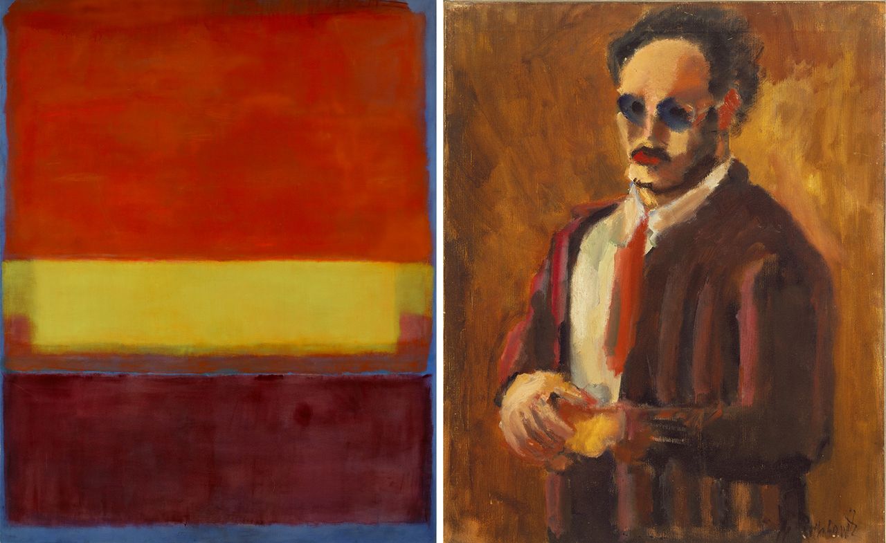 Colour block painting and self-portrait, part of Mark Rothko exhibition at Fondation Louis Vuitton