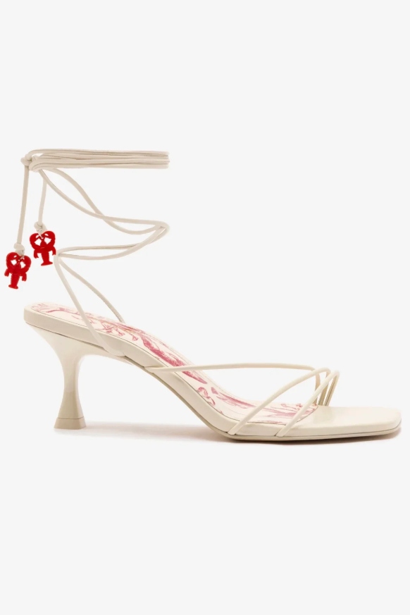 Larroudé, Nadia Sandal in Ivory Leather