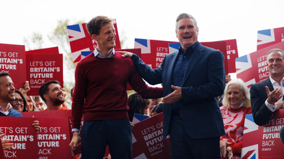 Keir Starmer congratulates Alistair Strathern on winning the Mid Bedfordshire seat