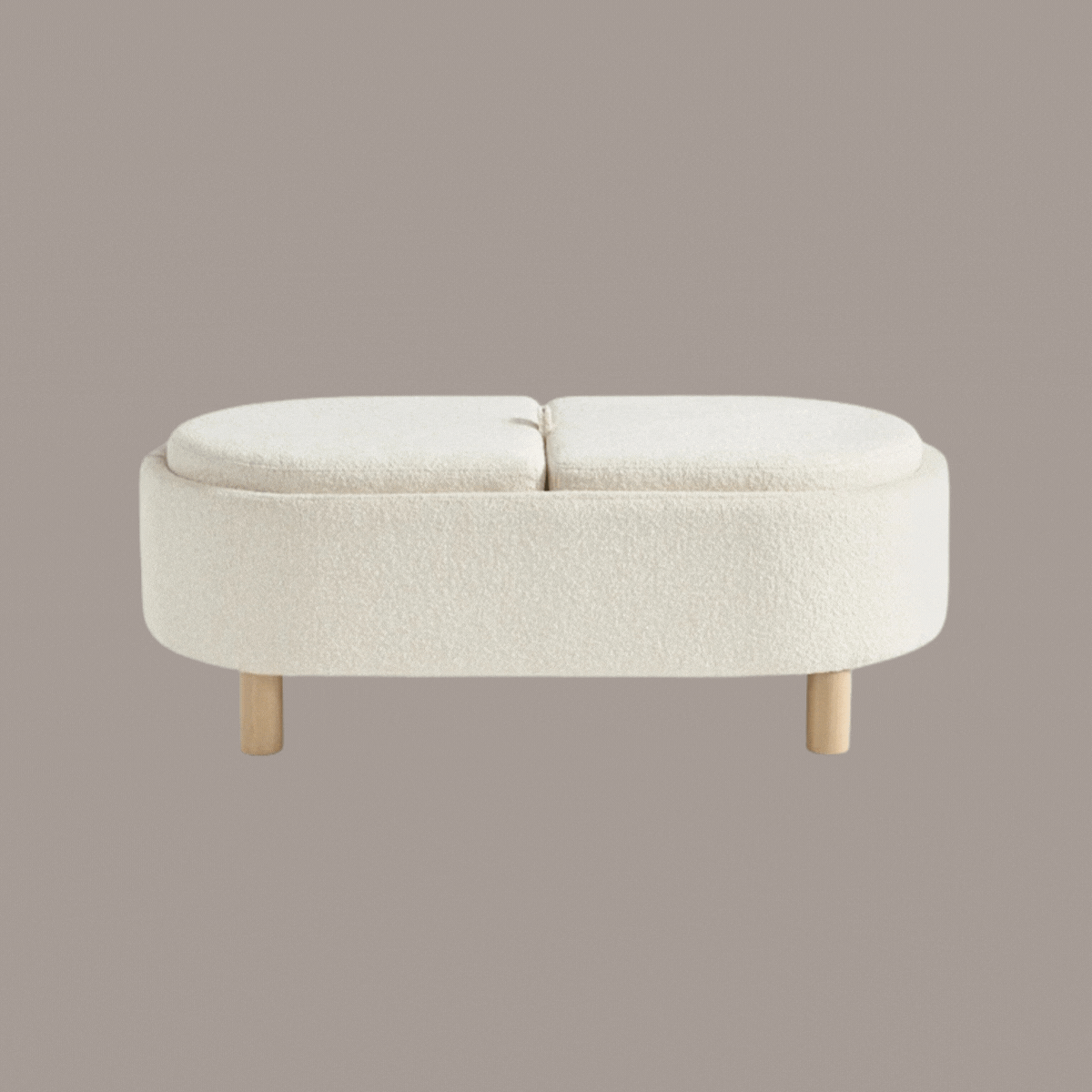 Next, Casual Boucle Oyster Natural Ashton Upholstered Large Storage Stool