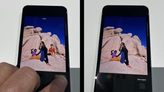 Before and after generative ai edits removing someone from a photo on s24 plus