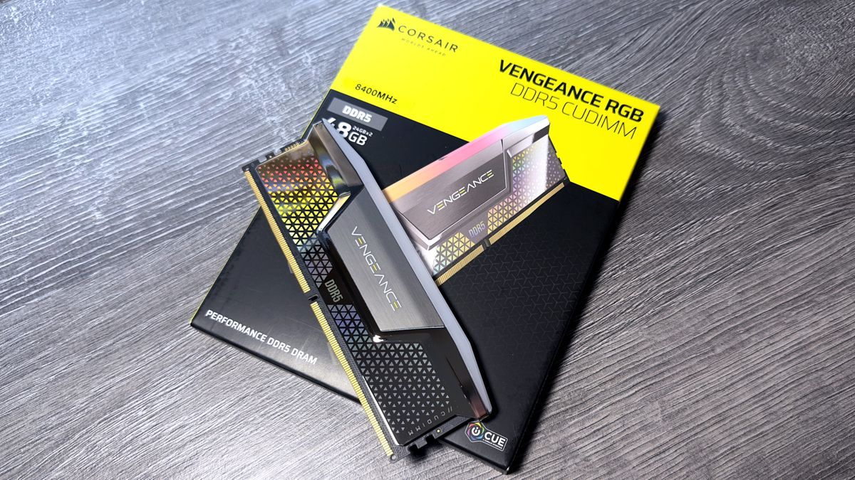 A photo of Corsair&#039;s Vengeance DDR5-8400 CUDIMM memory kit