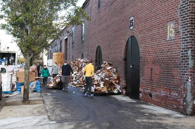 Piles of debris following the floods from hurricane Sandy