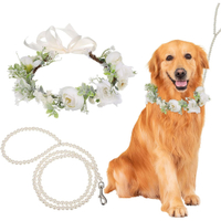 Wedding Flower Collar with Pearl Beaded Leash