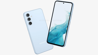 An unofficial render of the Samsung Galaxy A54 in blue