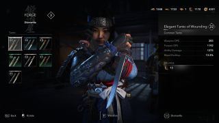 Assassin's Creed Shadows upgrade weapons armour - A common tanto in the deconstruction menu.