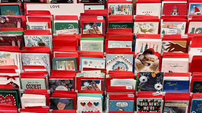 Christmas cards on sale in Annapolis, Maryland, on 14 December, 2023
