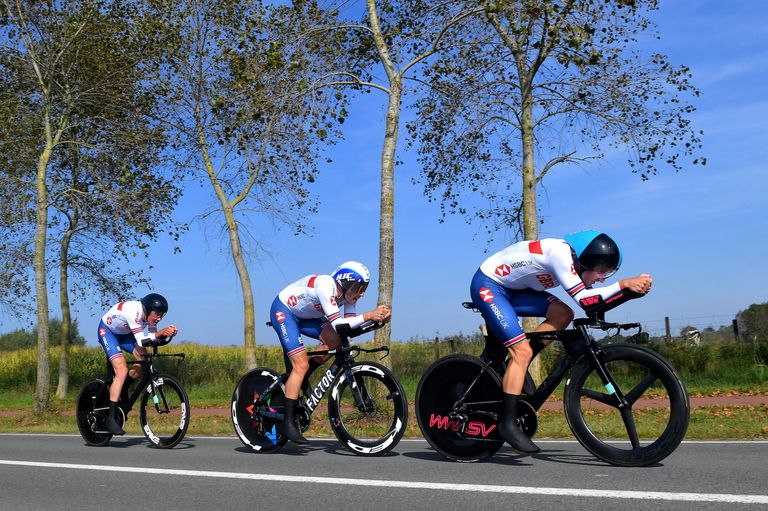 The British squad during the Worlds TTT