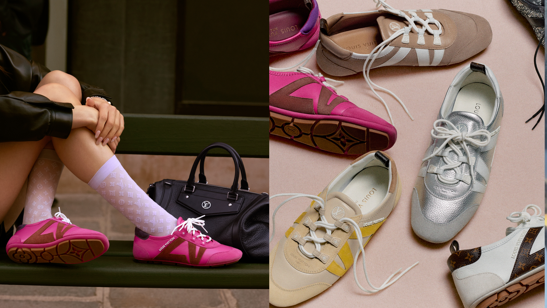 two images featuring Louis Vuitton' Sneakarina shoe