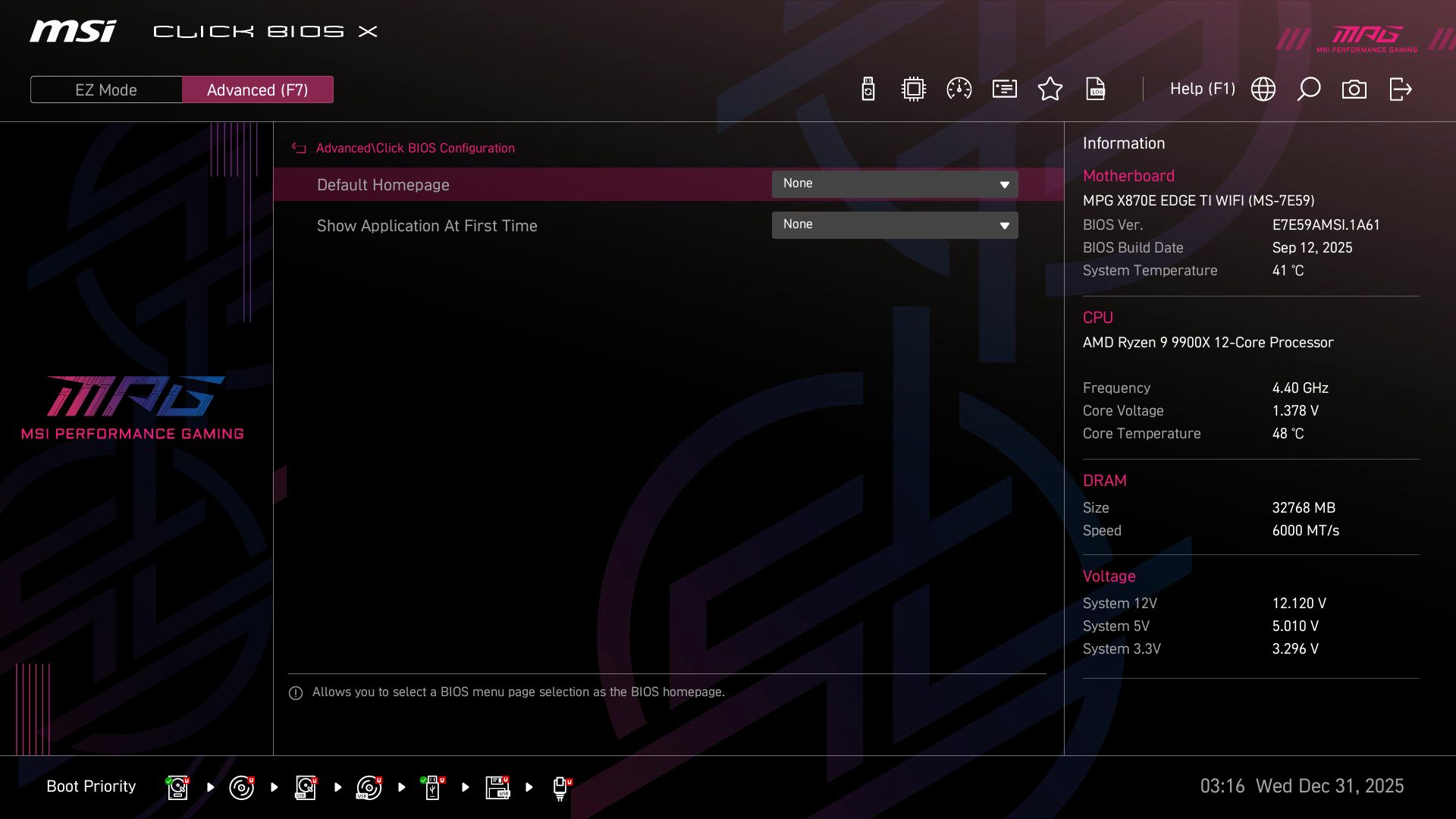 MSI MPG X870E Edge Ti Wifi - BIOS