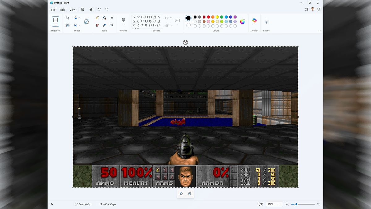 Microsoft Paint used as a 'monitor' to run Doom at up to 35 fps, project released by firm's Azure CTO — runs actual Doom engine and loads real shareware DOOM1.WAD