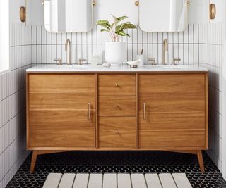 Mid-Century Double Bathroom Vanity (63"–72") - Acorn