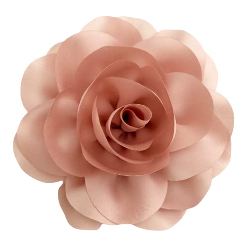 Cocoribbon Large Satin Fabric Flower Brooch Pin and Hair Pin for Women, Gift (pink)