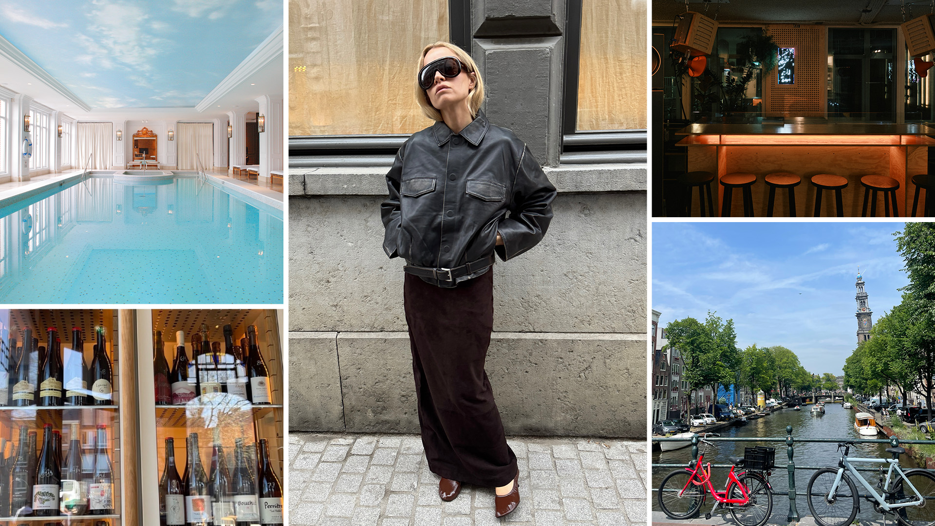 a collage of images featuring Stephanie Broek's fashion-editor travel guide to Amsterdam