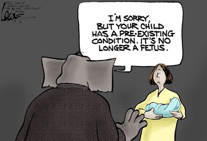 Political Cartoon U.S. GOP Health care Women Children Abortion