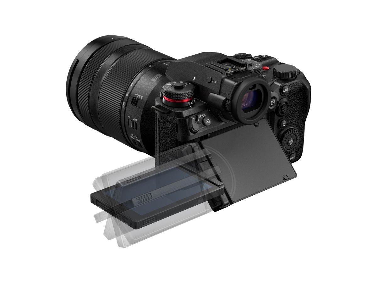 The Panasonic Lumix S1R II screen in vari-angle position