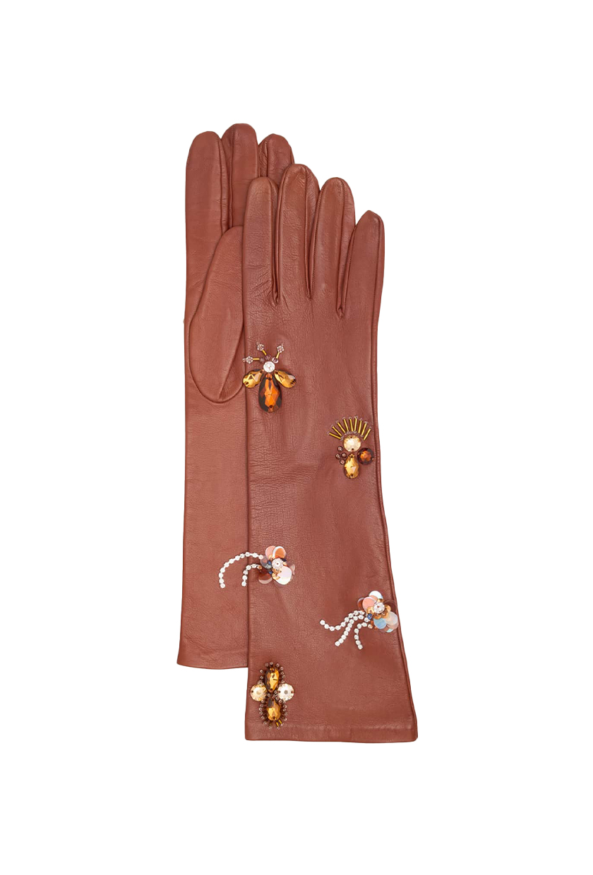Laetitia Embellished Leather Gloves