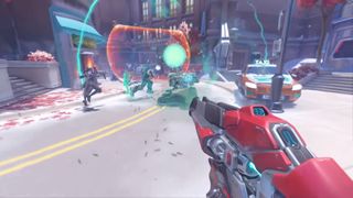 Overwatch 2's sojourn using her disruptor shot on several enemies