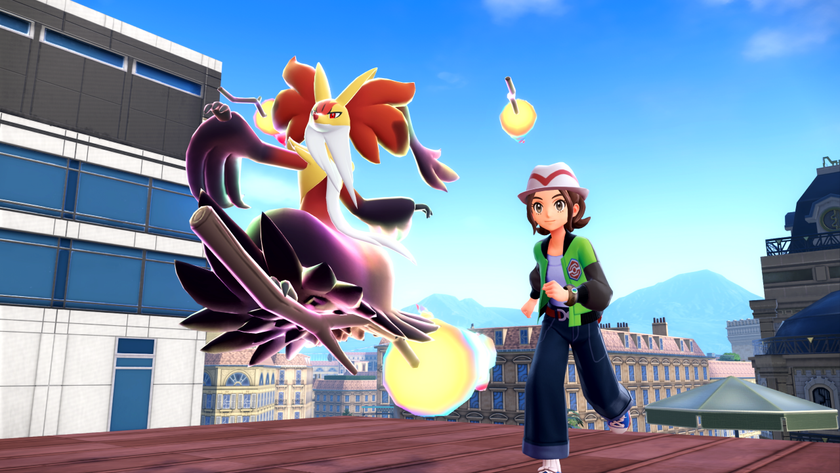 A screenshot showing a character running with their Pokémon in Pokémon: Legends Z-A