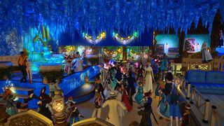 A Final Fantasy 14 party with frozen decor