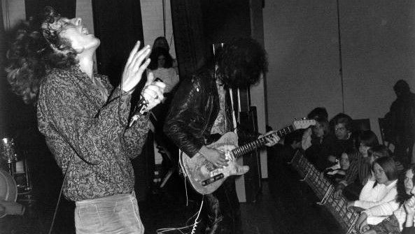 Robert Plant and Jimmy Page performing in Denmark in 1969