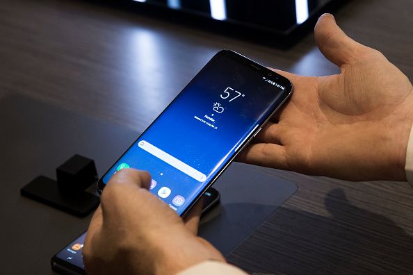 A Samsung Galaxy S8 on display in New York City.