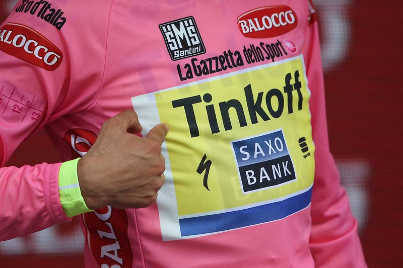 Alberto Contador making sure the sponsors get maximum coverage