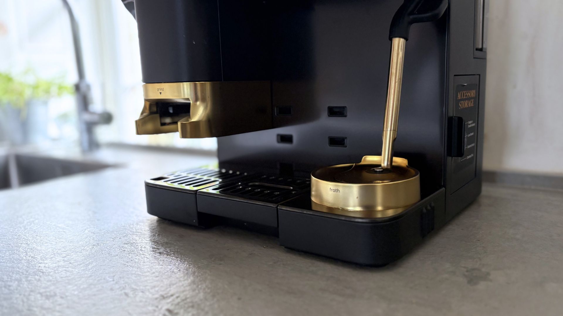 Accents and features added by David Beckham to the David Beckham Ninja Luxe Caf&amp;eacute; Pro Coffee Machine