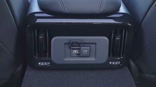 Two USB ports accessible to rear seat passengers in the Toyota Mirai (2021)