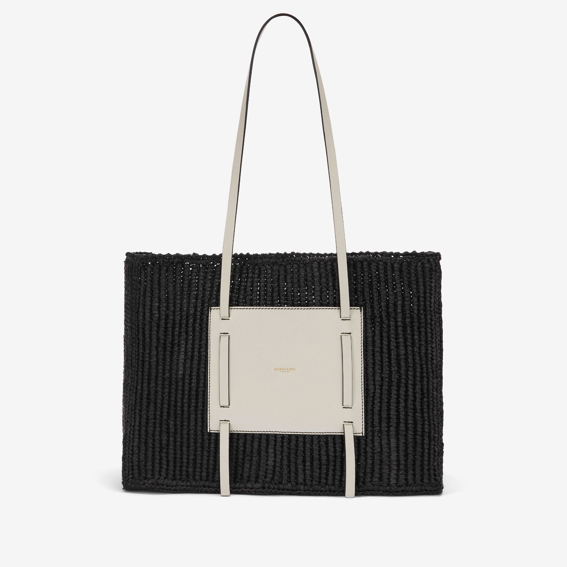 The Capri | Black Raffia & Off-White Smooth | Demellier
