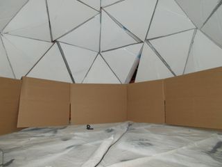 Inside the dome. We had a few spots to re-connect to eliminate light leakage.