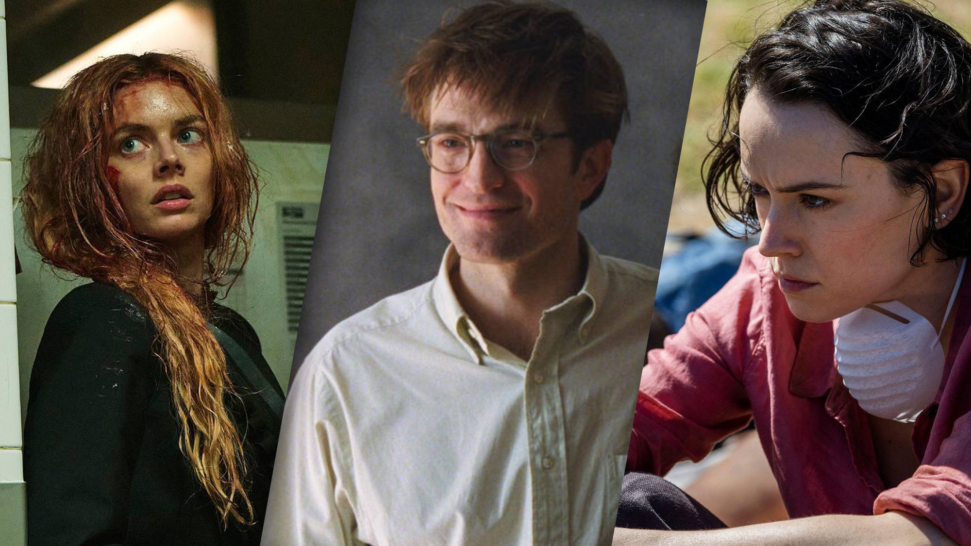 (From left to right) Samara Weaving in "Ready or Not 2: Here I Come" (2026); Robert Pattinson as Charlie Thompson in "The Drama" (2026); Daisy Ridley as Ava in "We Bury the Dead" film (2025)