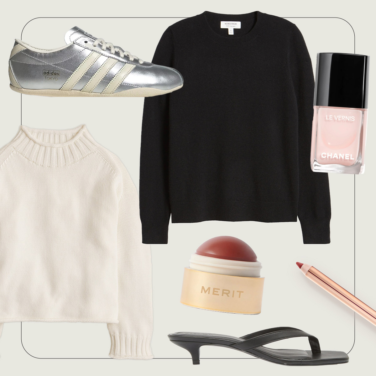 Adidas; J.Crew; Charlotte Tilbury; Nordstrom; Merit; Chanel; Open Edit.