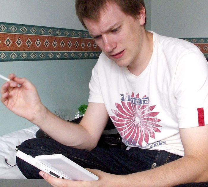 Boy playing a brain teaser game