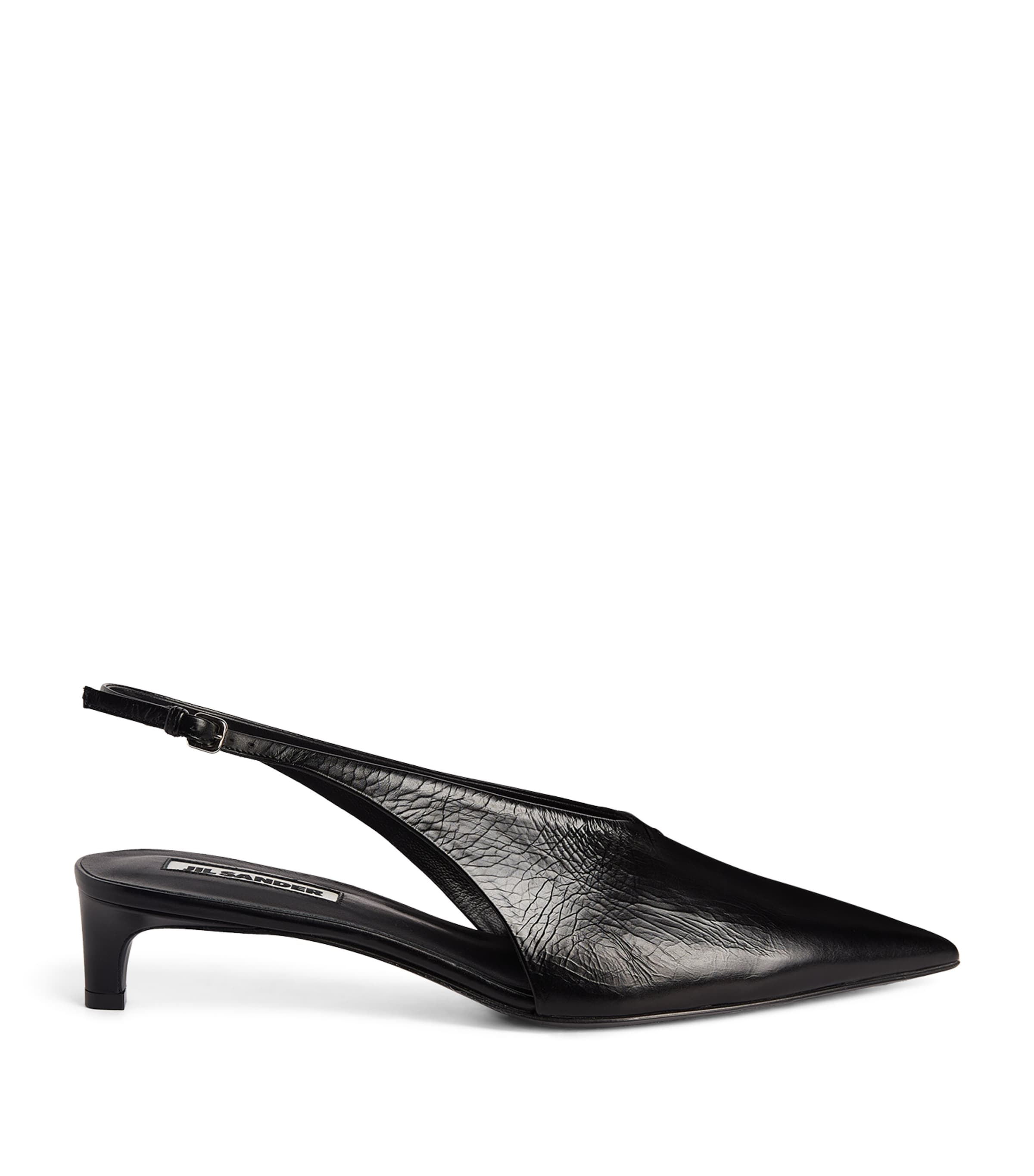Leather Kitten-Heel Slingbacks 35