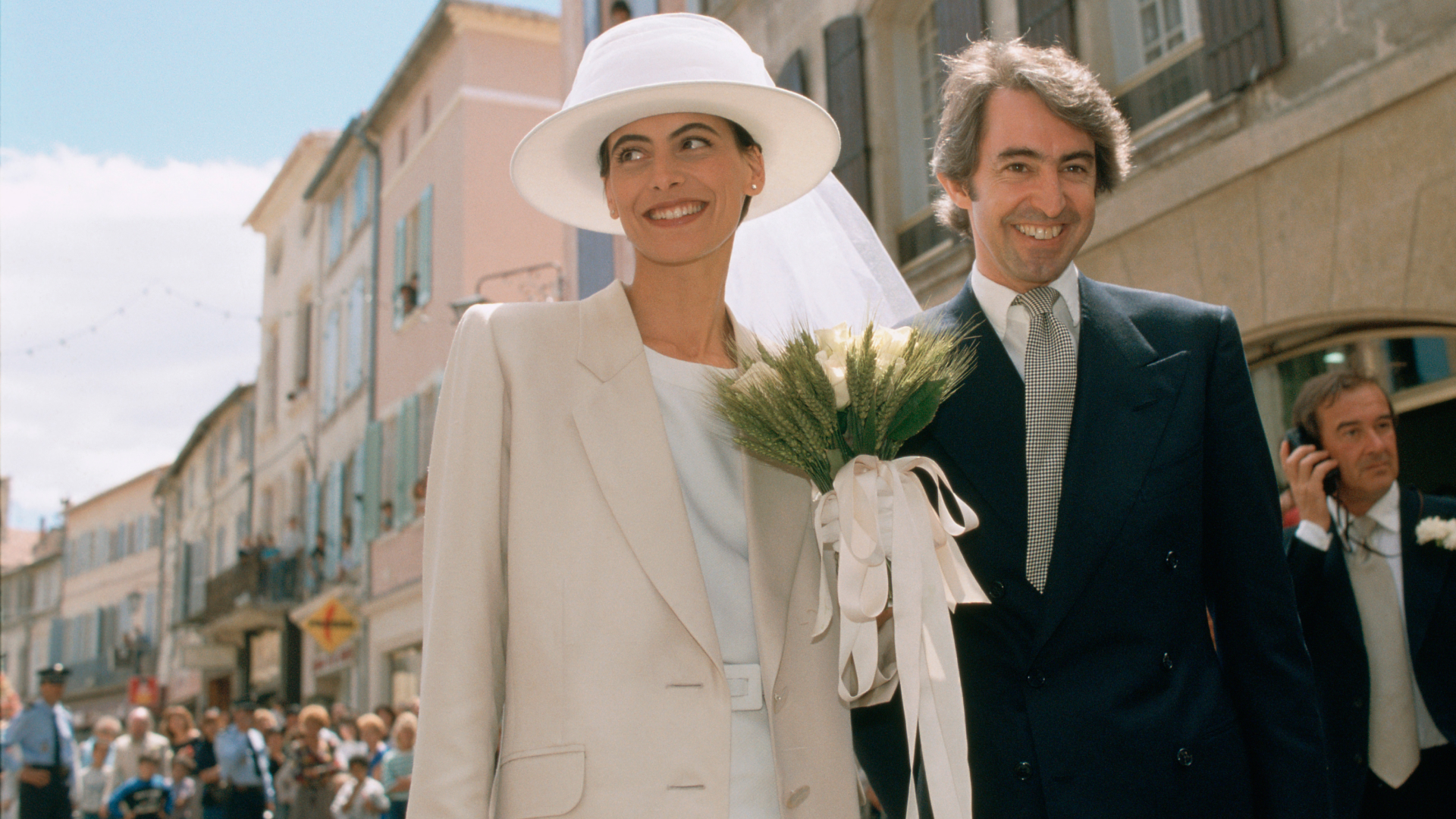 Ines de la Fressange wearing a courthouse wedding dress