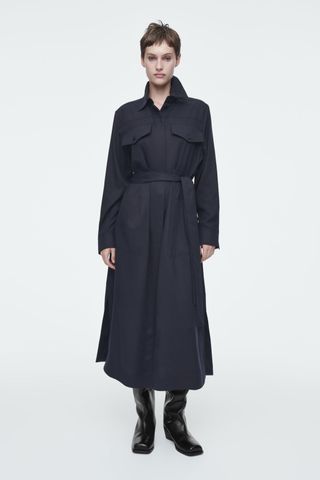 Belted Midi Shirt Dress