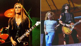 (from left) Lita Ford, Robert Plant, and Jimmy Page