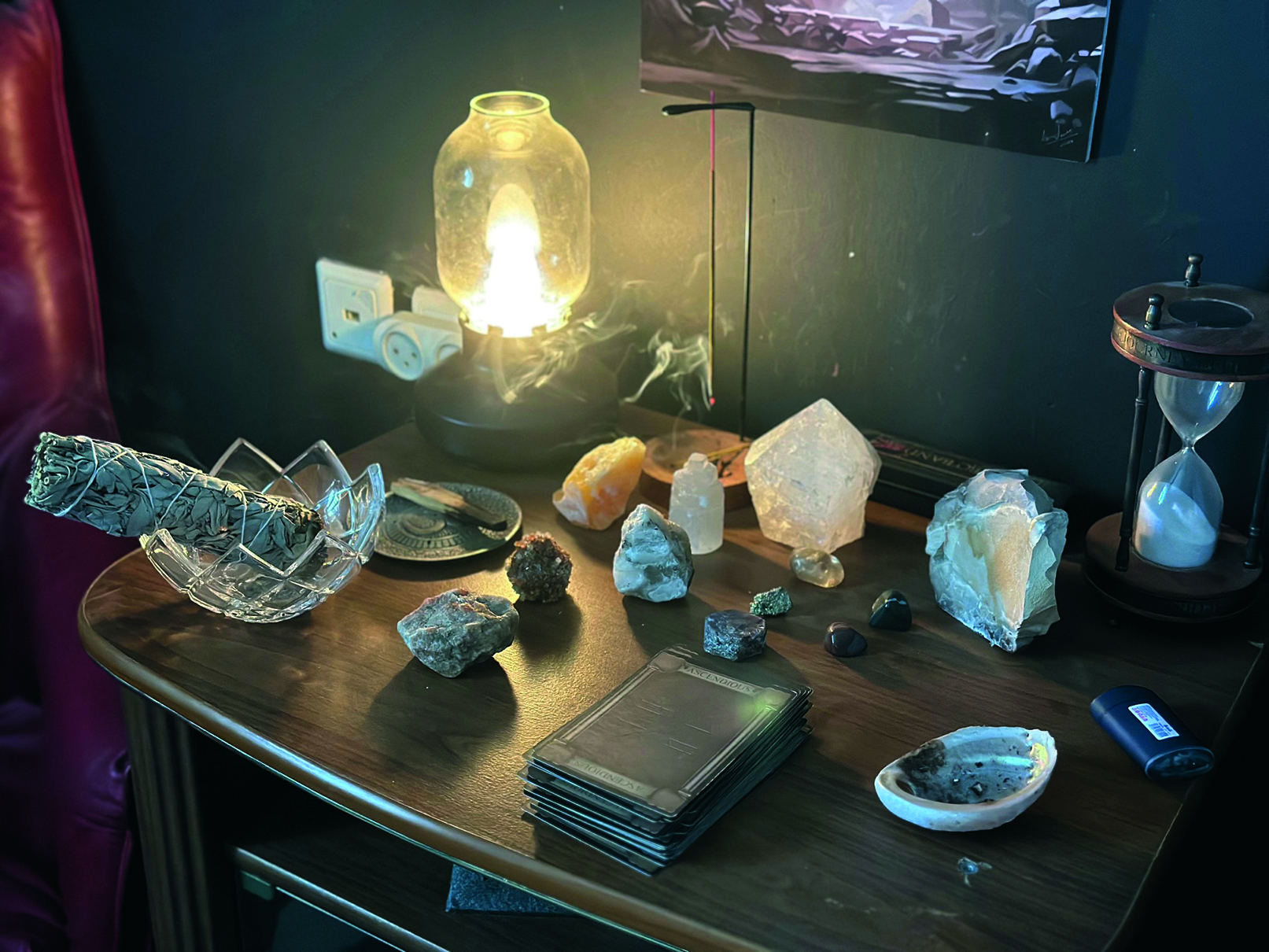 image of Aviad Sajevitch's studio - crystals on a table