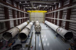 SpaceX's Four Falcon 9 Rocket Booster Stages After Landing