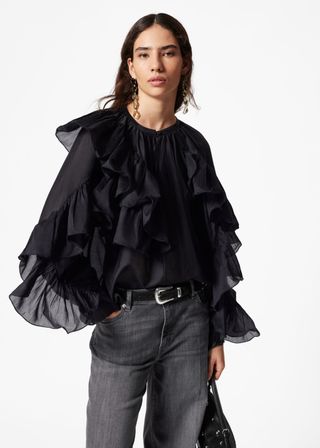 Asymmetric Ruffle Blouse