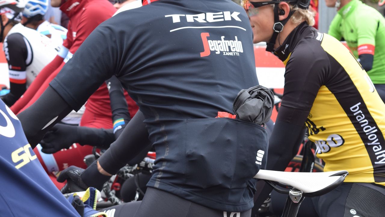 Trek-Segafredo had the new Sportful Stelvio jacket on offer for the conditions