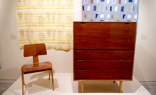 Robin Day, chest of drawers with drop-flap writing desk and chair
