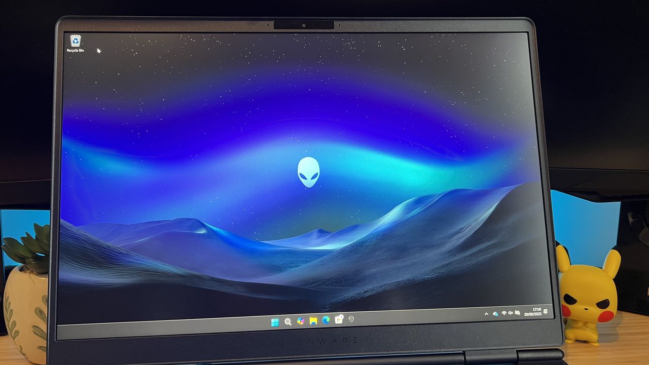 Close up on display of Alienware 16X Aurora gaming laptop