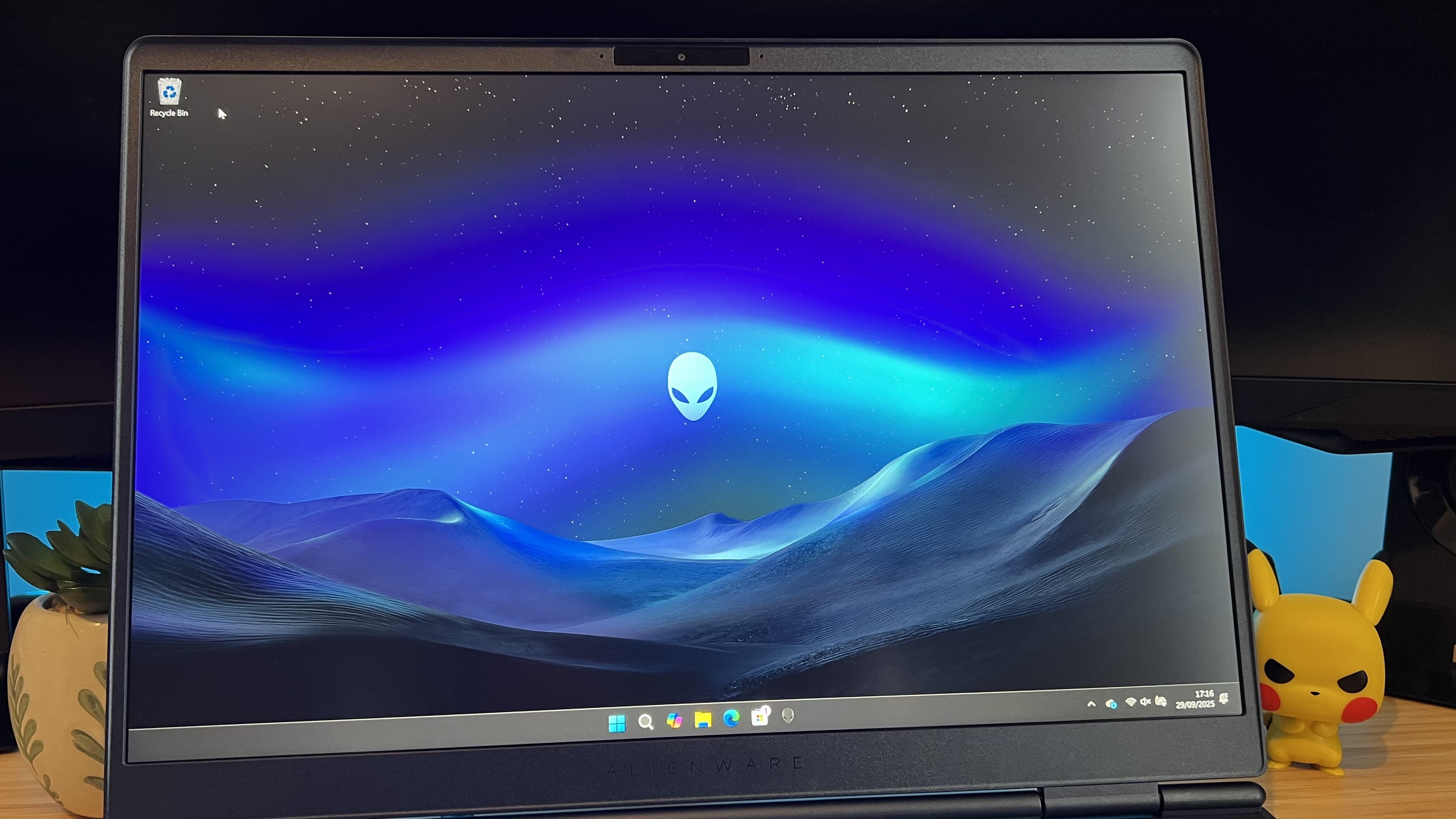 Close up on display of Alienware 16X Aurora gaming laptop