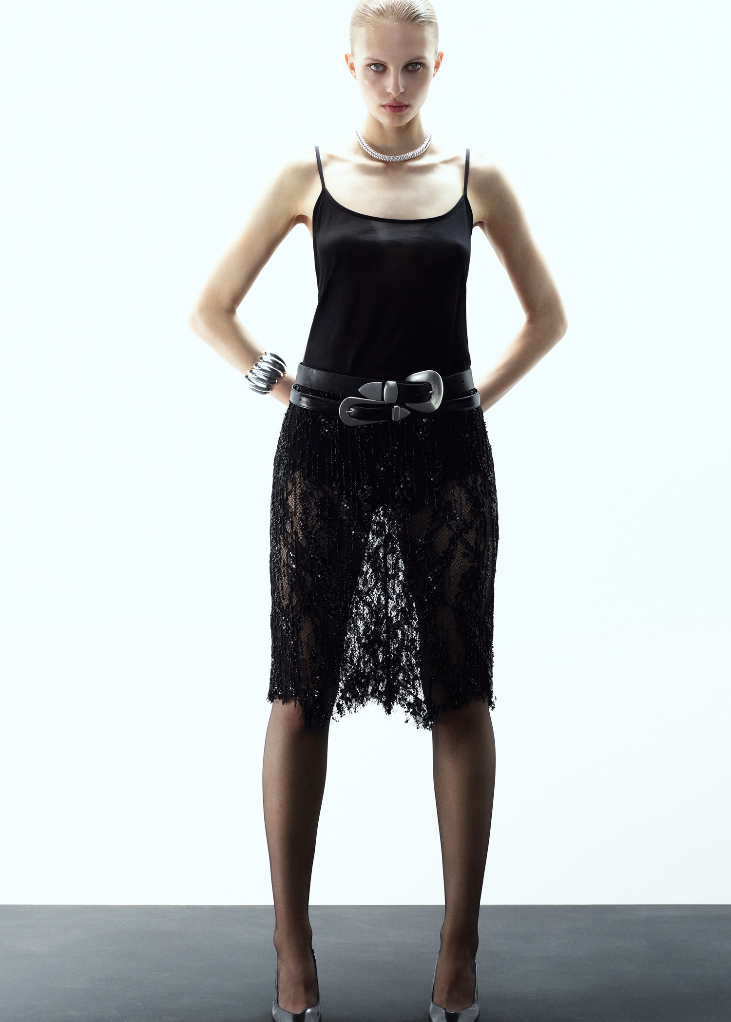 Beaded Lace Skirt - Women | Mango United Kingdom