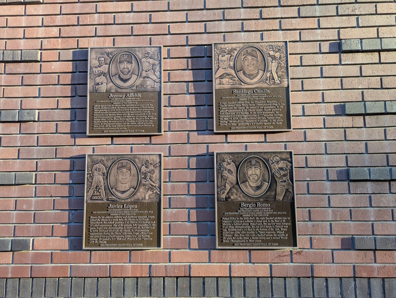 San Francisco Giants Wall of Fame plaques shot by Pixel 8a
