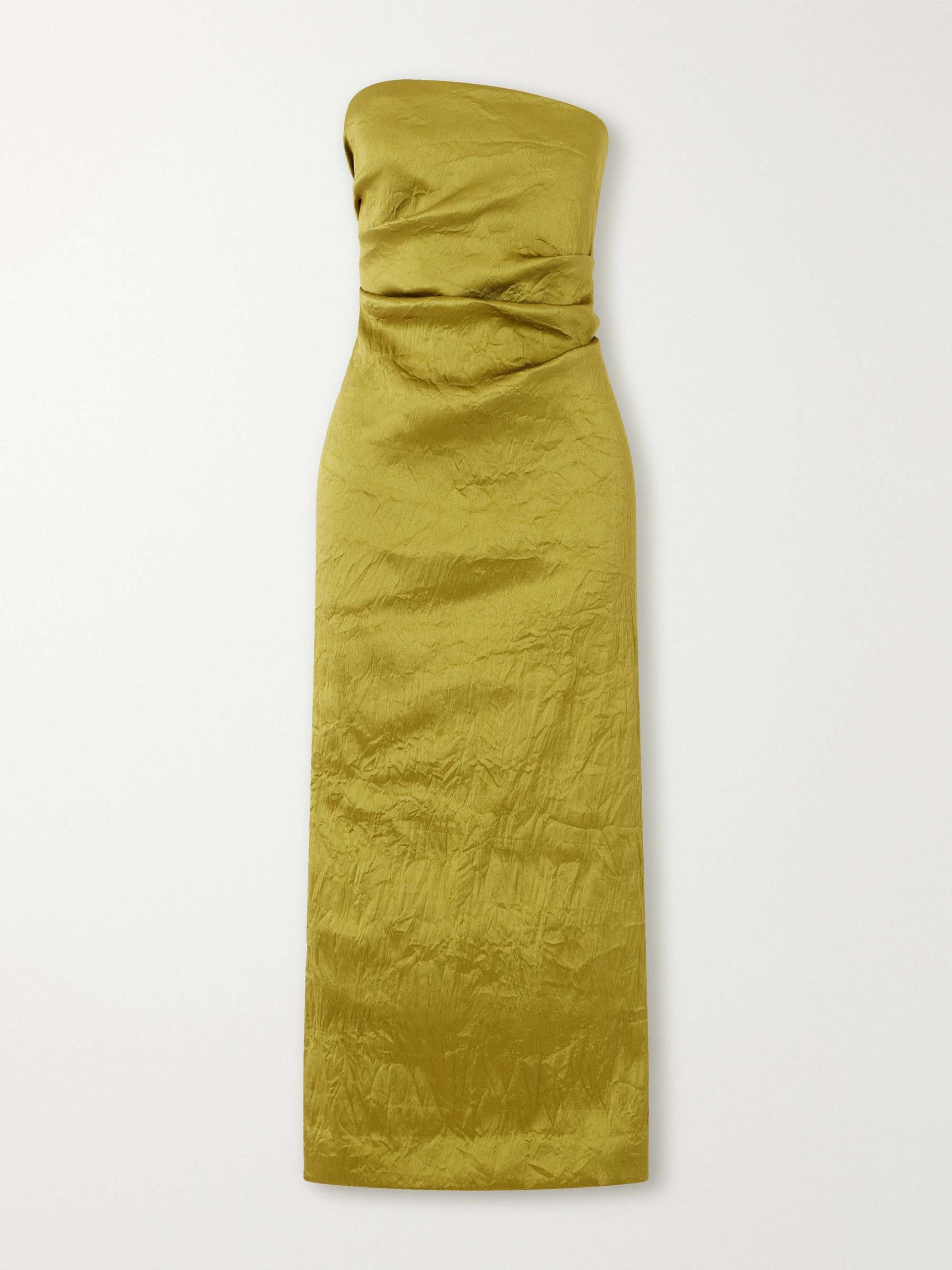Kezia Draped Crinkled Satin Midi Dress