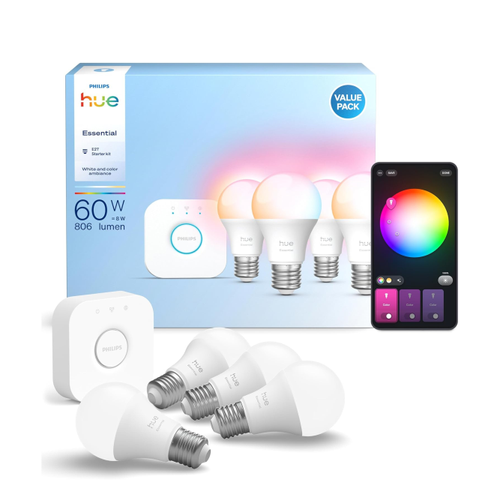 Bridge + Essential E27 Smart Bulbs (4 Pack)